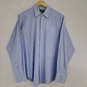 LRL Lauren Ralph Lauren Dress Shirt Long Sleeve Cotton Blue Mens 16 Business 1/2